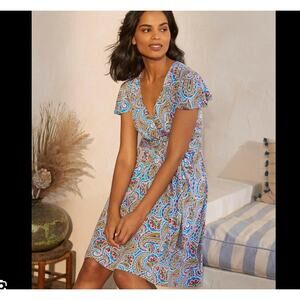 Boden Evangeline Jersey Faux Wrap Dress Paisley US 12